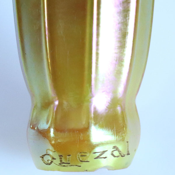 American Quezal Art Nouveau Iridescent Gold Glass Lily Shade 3-Light Wall Sconce