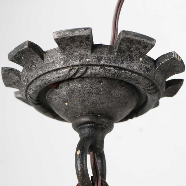 American Albert Sechrist Hammered Wrought Iron One-Light Pendant Hall Light