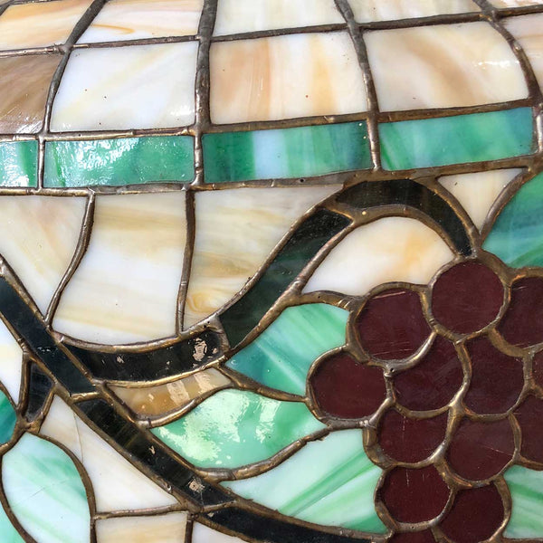 American Brass and Mosaic Glass Grapevine Three-Light Hanging Pendant Light