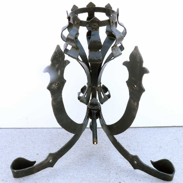 Pair of American Medieval Style Painted Wrought Iron One-Light Corner Wall Sconces