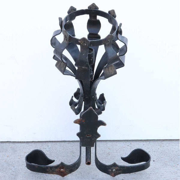 Set of Three American Medieval Style Painted Wrought Iron One-Light Wall Sconces