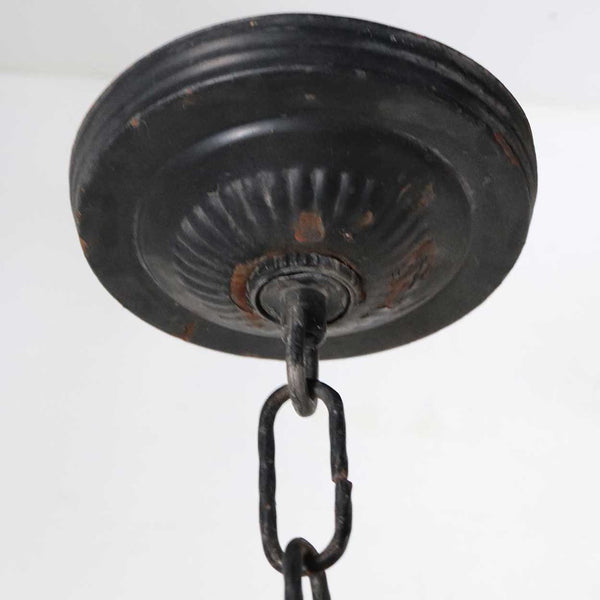 American Medieval Style Painted Wrought Iron One-Light Pendant Hanging Ceiling Fixture