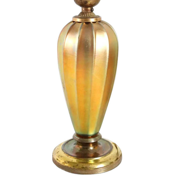 American Steuben Aurene Gold Glass Ribbed Baluster One-Light Table Lamp