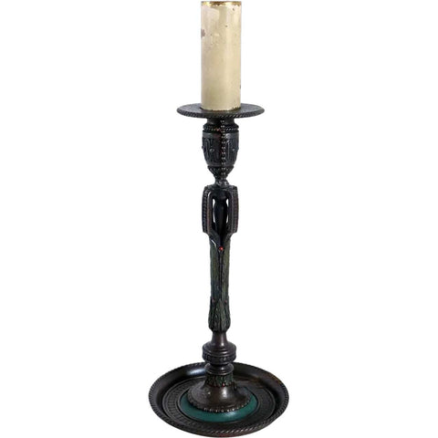 American Tiffany Studios Enameled Bronze 621 Candlestick One-Light Table Lamp