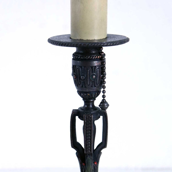 American Tiffany Studios Enameled Bronze 621 Candlestick One-Light Table Lamp