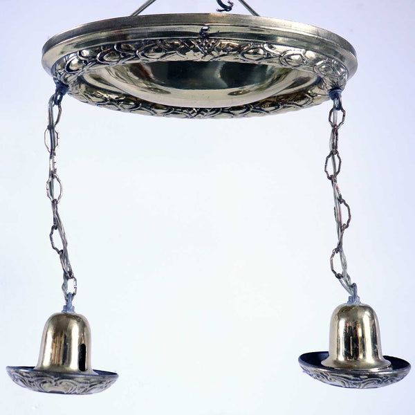 Vintage American Bungalow / Cottage Brass Two-Light Pendant Light Fixture