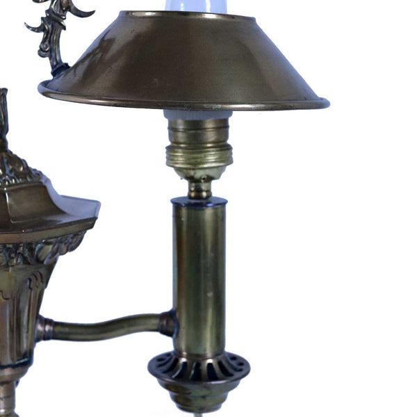 French Gothic Revival Brass Argand One-Arm Table Lamp
