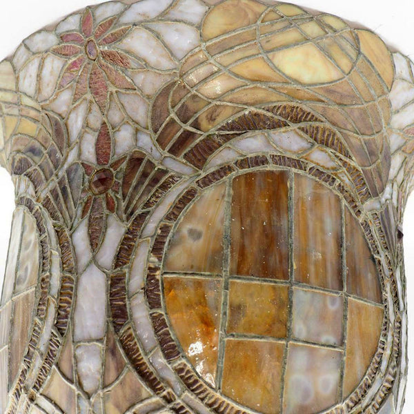 Large American Stained, Leaded Mosaic Glass One-Light Hanging Pendant Light