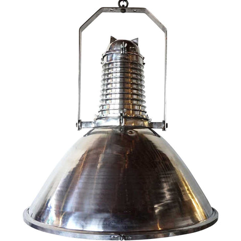 Large Vintage Style Industrial Aluminum Shade Hanging Four-Light Pendant Light