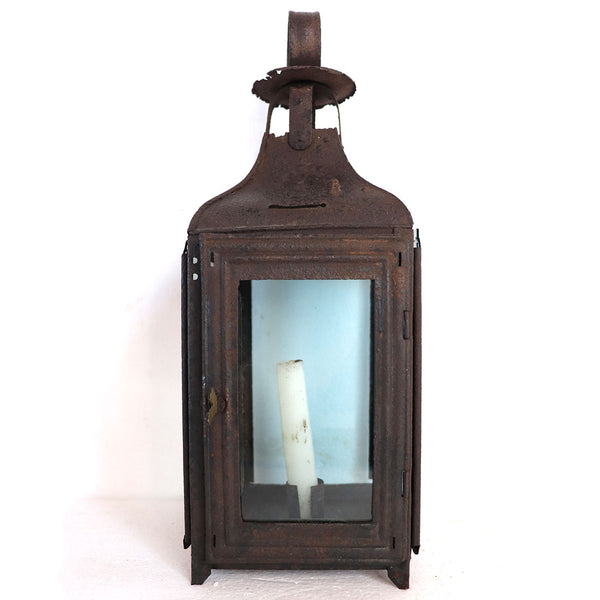 French Sheet-Iron and Glass Portable Square Size 3 Candle Lantern