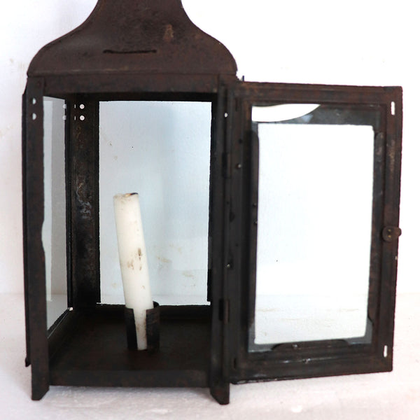 French Sheet-Iron and Glass Portable Square Size 3 Candle Lantern