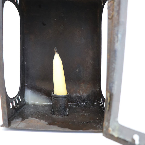 Small American Sheet-Iron and Glass Portable Candle Lantern