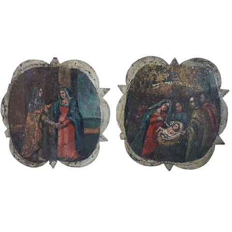 Pair Italian Painted Metal Ecclesiastical One-Light Bracket Wall Sconces