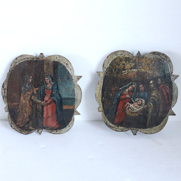 Pair Italian Painted Metal Ecclesiastical One-Light Bracket Wall Sconces