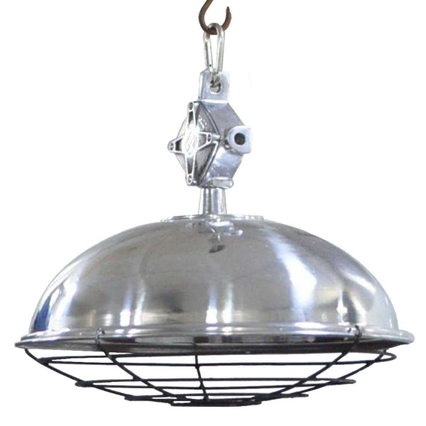 German Vintage Style Industrial Aluminum Caged Hanging Ship Cargo Pendant Light