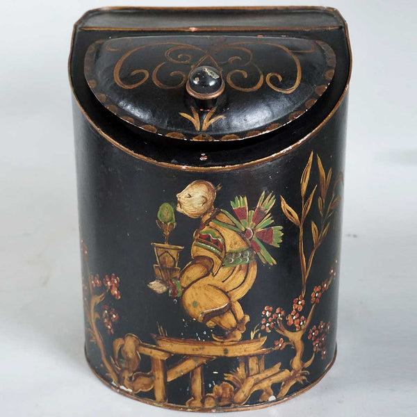 American Painted Toleware General Store Chinese Tea Canister Tin