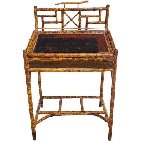 Small English Aesthetic Movement Bamboo Slant-Top Writing Desk