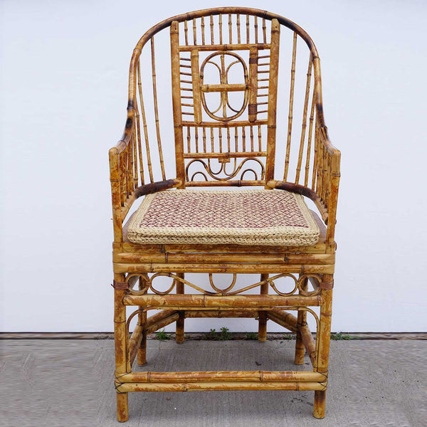 Pair Chinese Chippendale Style Bamboo Armchairs