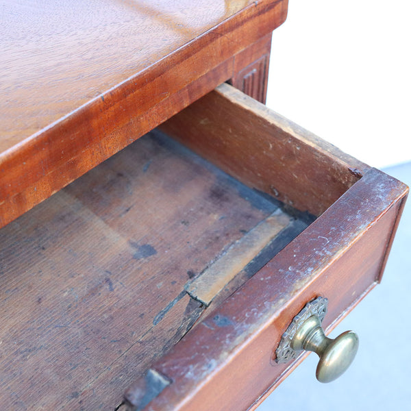 Small English Victorian Mahogany and Brass Gallery Chest of Drawers