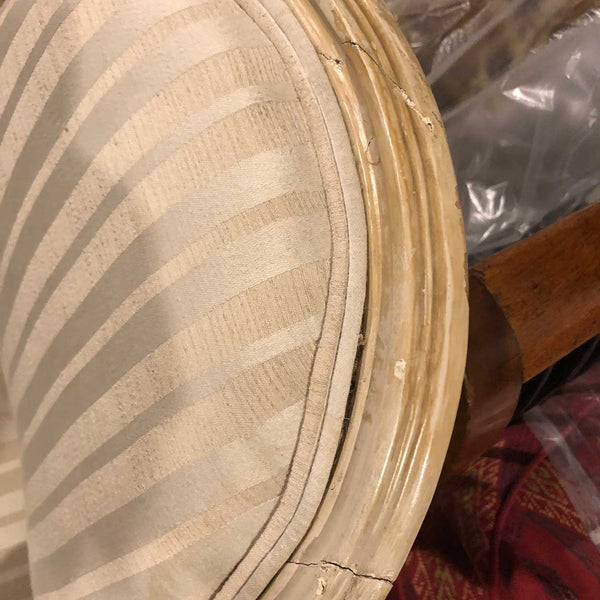 Pair of French Louis XVI Style Beechwood Upholstered Open Armchairs (Fauteuils)