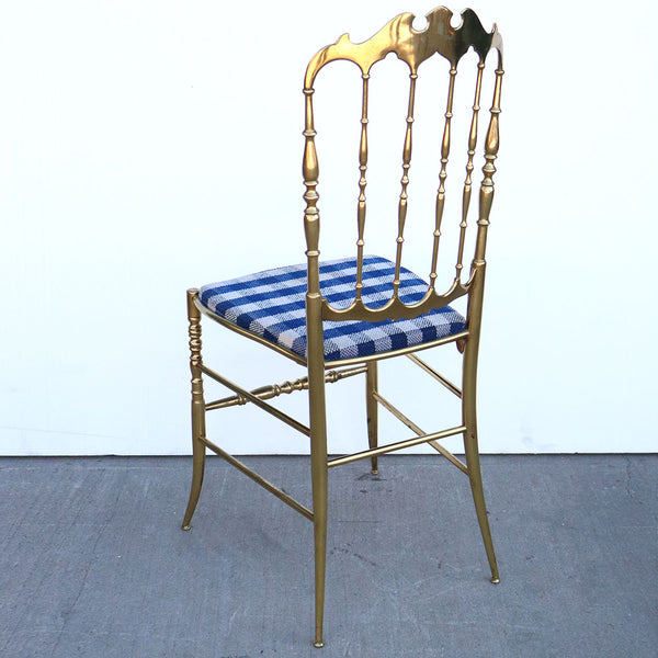 Set of Six Vintage Italian Chiavari Hollywood Regency Brass Side Dining Chairs