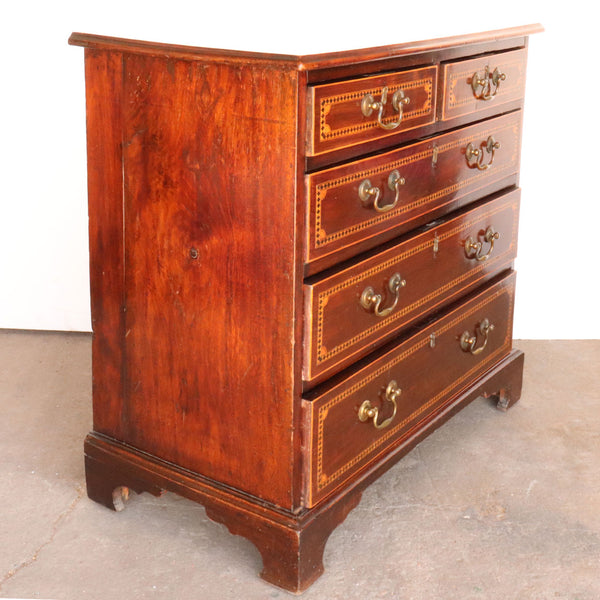 Small English Georgian Inlaid Walnut/Mahogany Chest of Drawers