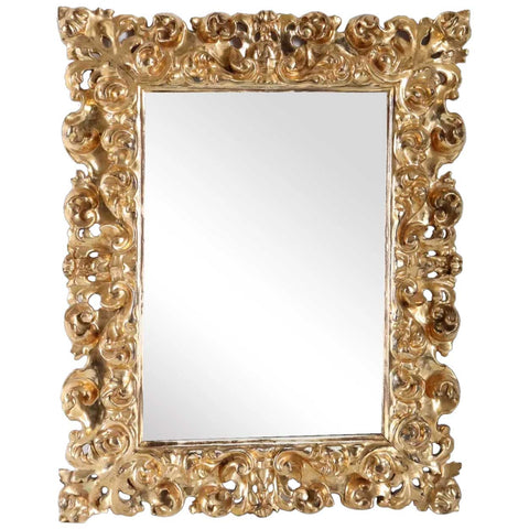 Small Italian Baroque Style Gilt Gesso Wall Mirror