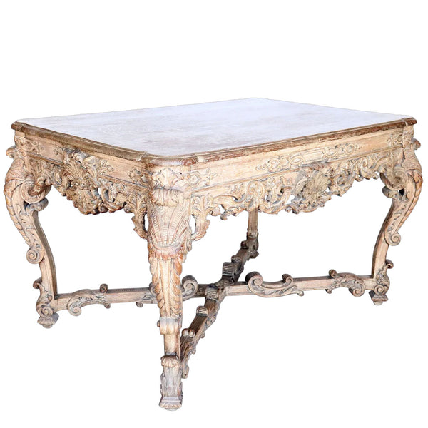 French Louis XIII-XIV Style Carved Oak Center Table
