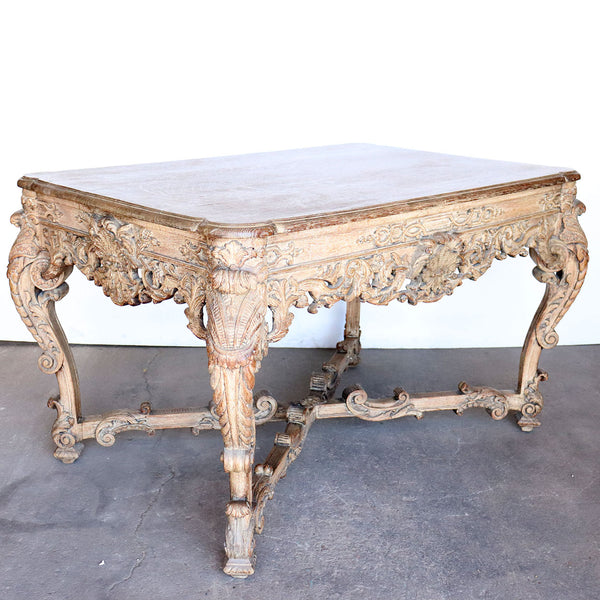 French Louis XIII-XIV Style Carved Oak Center Table