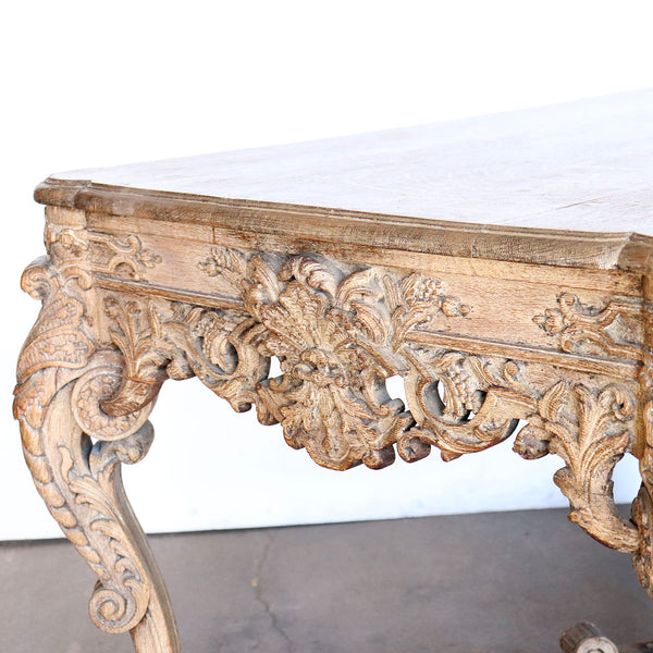 French Louis XIII-XIV Style Carved Oak Center Table