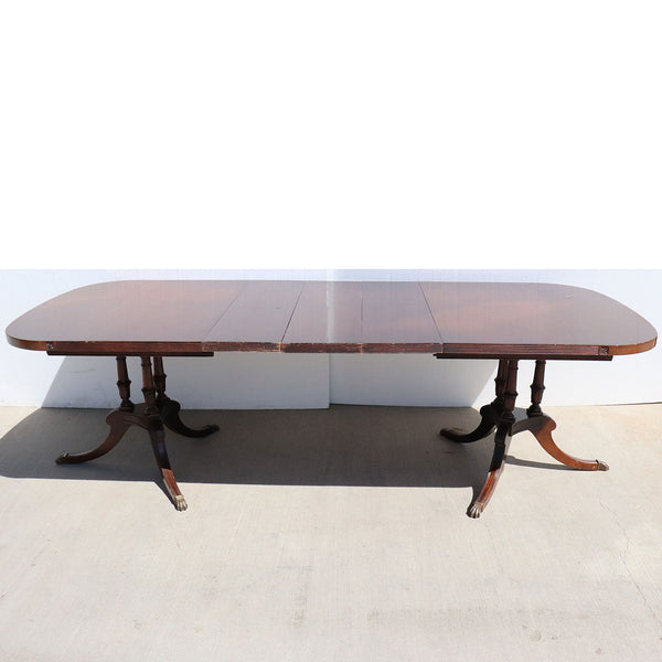 American Watertown Table Slide Company Mahogany Two-Pedestal Extending Dining Table