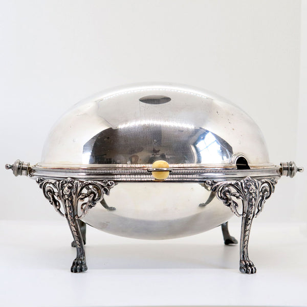 English Edwardian Elkington Silverplate Domed Revolving Lid Serving Dish
