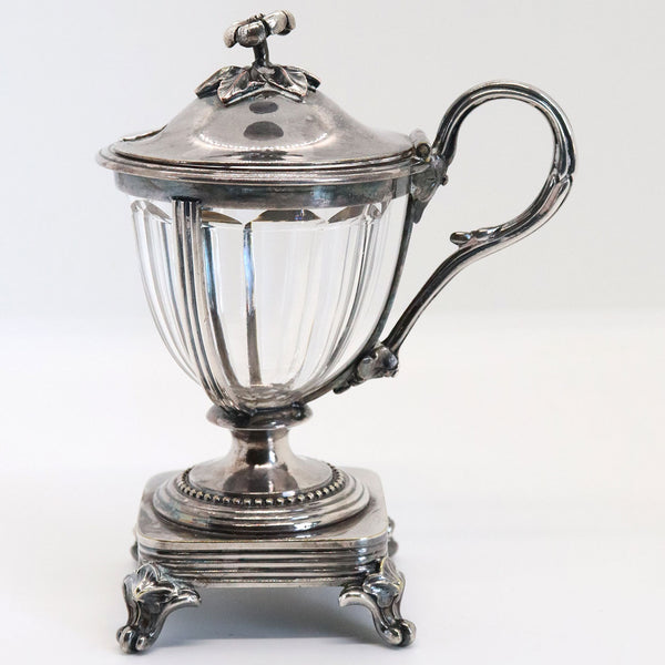 French Christofle Silverplate and Baccarat Crystal Mustard Pot