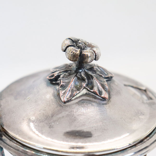 French Christofle Silverplate and Baccarat Crystal Mustard Pot