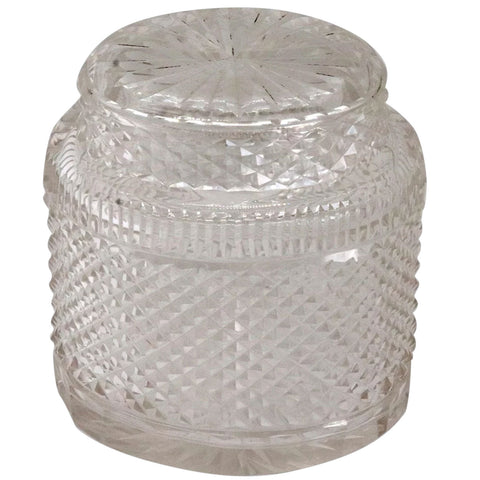 English Georgian Style Diamond Pattern Glass Oval Tea Caddy