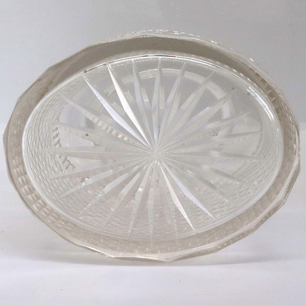 English Georgian Style Diamond Pattern Glass Oval Tea Caddy