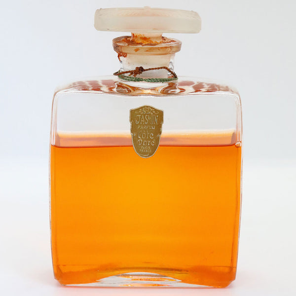 Large Rare French Art Deco Cote Dore Jasmin Perfume Lalique Flacon Bottle with Contents