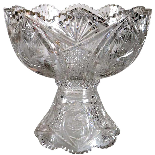 American Victorian Brilliant Cut Glass Two-Piece Punch Bowl