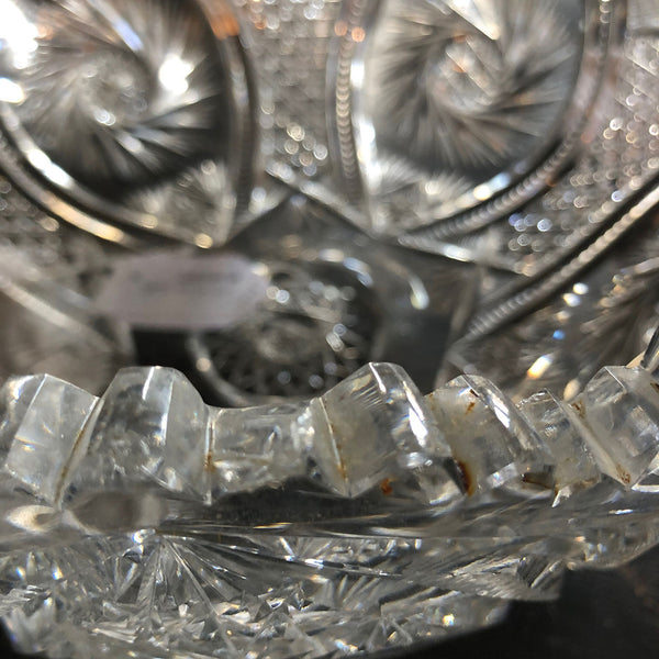 American Victorian Brilliant Cut Glass Two-Piece Punch Bowl