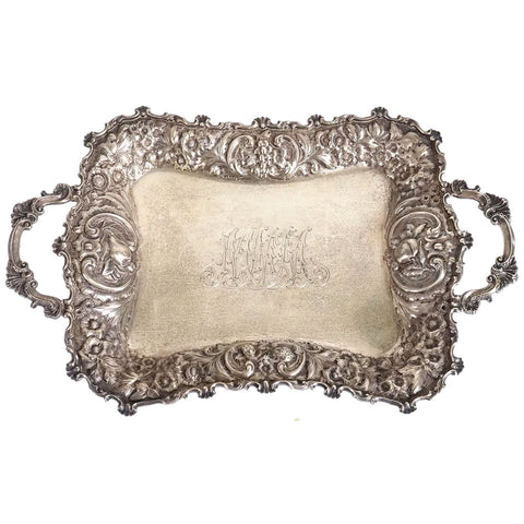 American Dominick & Haff for J. E. Caldwell Gilt Sterling Silver Two-Handle Tray