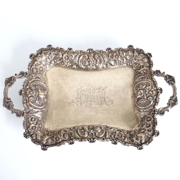American Dominick & Haff for J. E. Caldwell Gilt Sterling Silver Two-Handle Tray