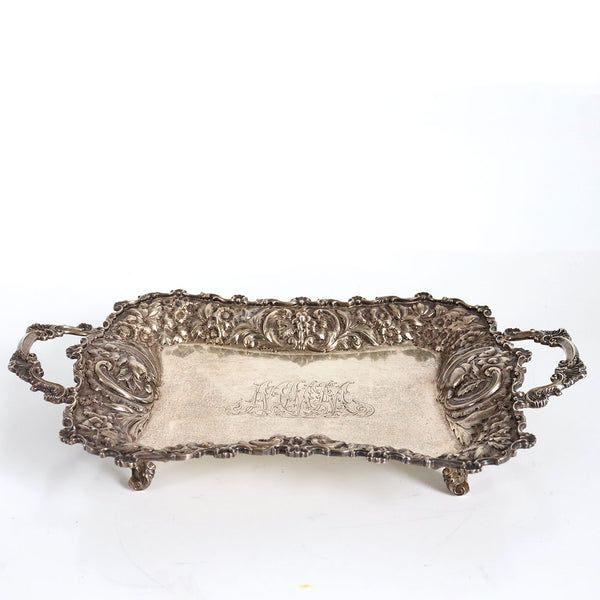 American Dominick & Haff for J. E. Caldwell Gilt Sterling Silver Two-Handle Tray