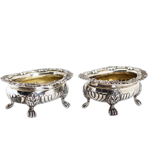 Pair of English George III Joseph Angell I Gilt Sterling Silver Master Salt Dips