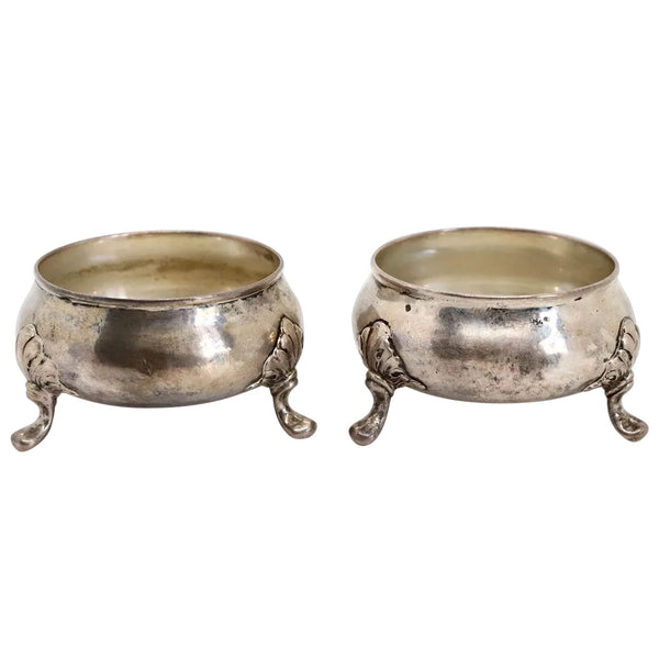 Pair American Tiffany & Company Sterling Silver Round Footed Master Salt Dips