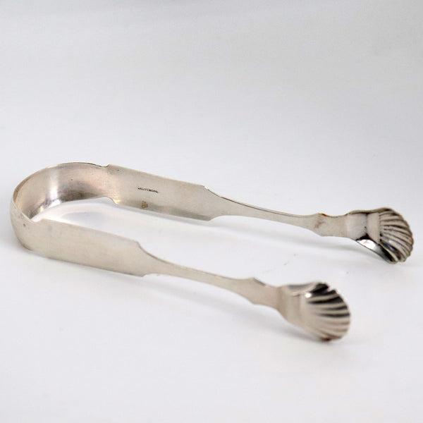 American Philip B. Sadtler & Sons Coin Silver Fiddle and Shell Sugar Tongs