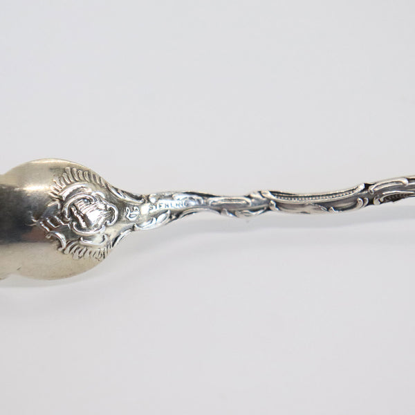 Rare American Durgin Gilt Sterling Silver Watteau Pattern Horseradish Serving Spoon