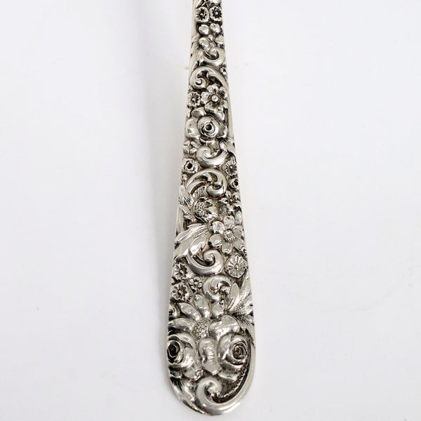 Rare American Jenkins & Jenkins Sterling Silver Repousse Wide Shell Berry Serving Spoon