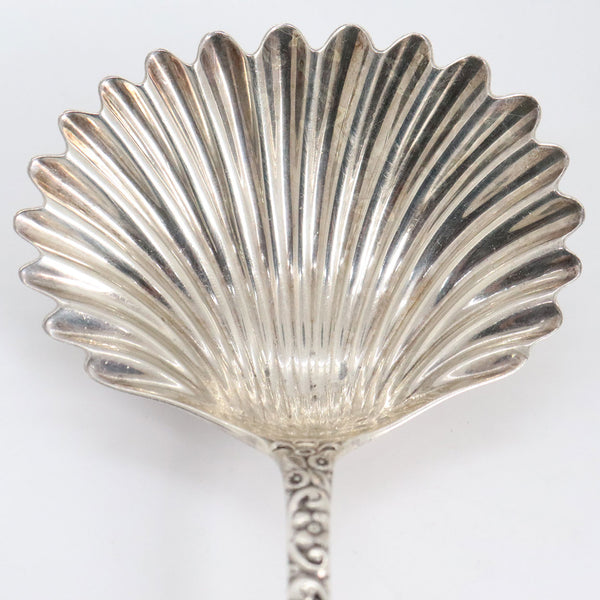 Rare American Jenkins & Jenkins Sterling Silver Repousse Wide Shell Berry Serving Spoon