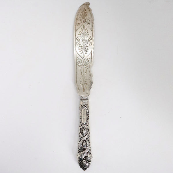 American Albert Coles Coin Silver Fish Serving Knife