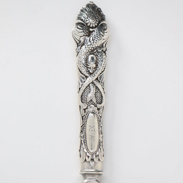 American Albert Coles Coin Silver Fish Serving Knife
